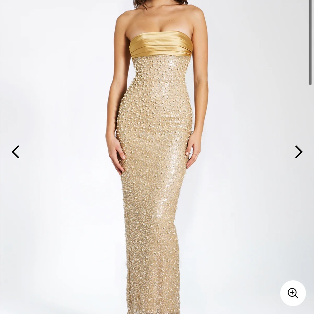 Miss Circle Lainey Dress - Gold Strapless Evening Gown